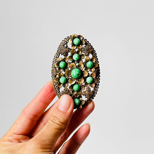 1920s Large Green Jeweled Pendant