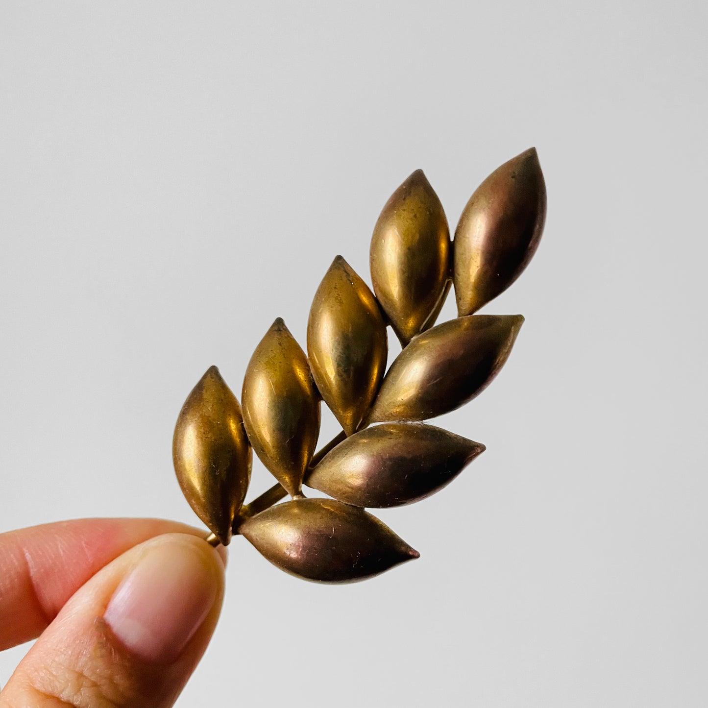 Tarnished Large Leaf Brooch