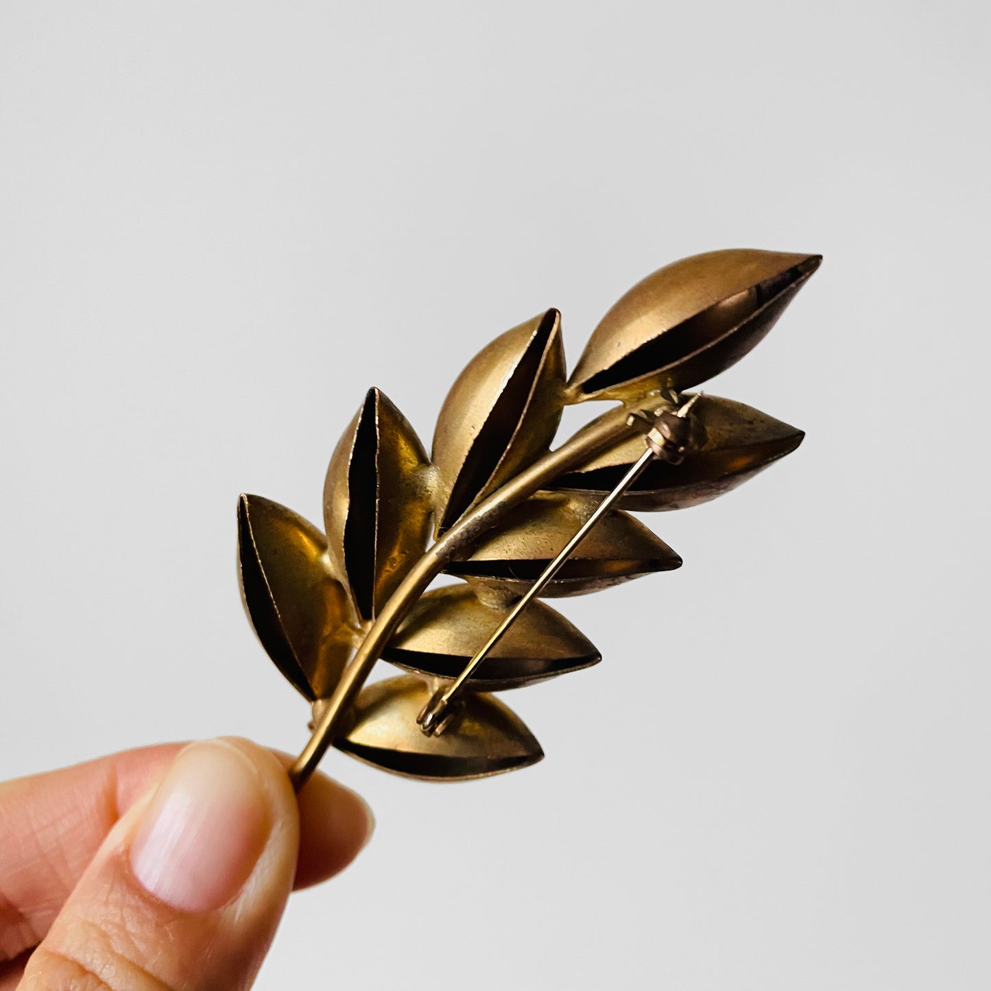 Tarnished Large Leaf Brooch