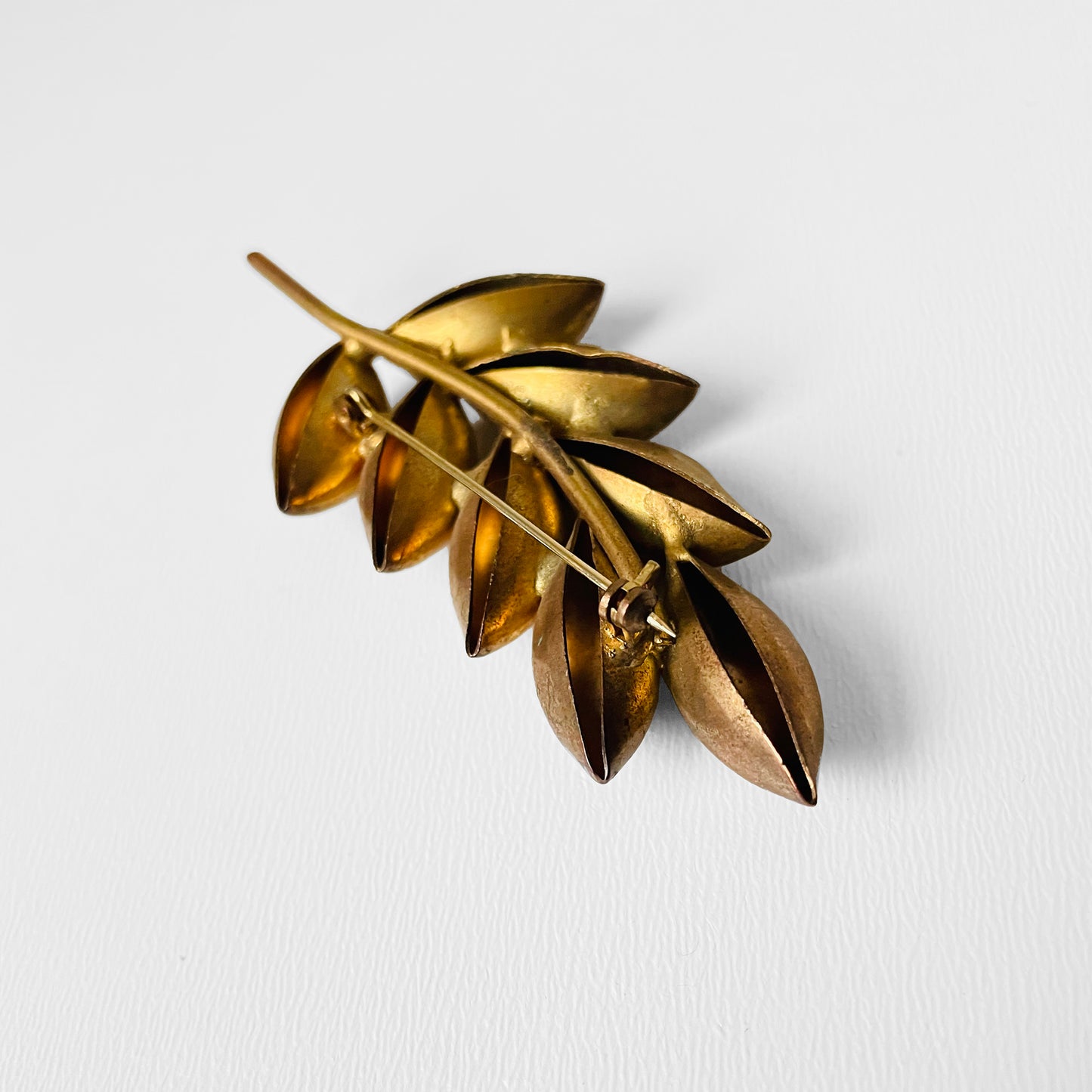 Tarnished Large Leaf Brooch