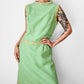 1960s Apple Green and Plaid Trimmed Wool Lined Sleeveless Drop Waist Shift Dress - Sz. S