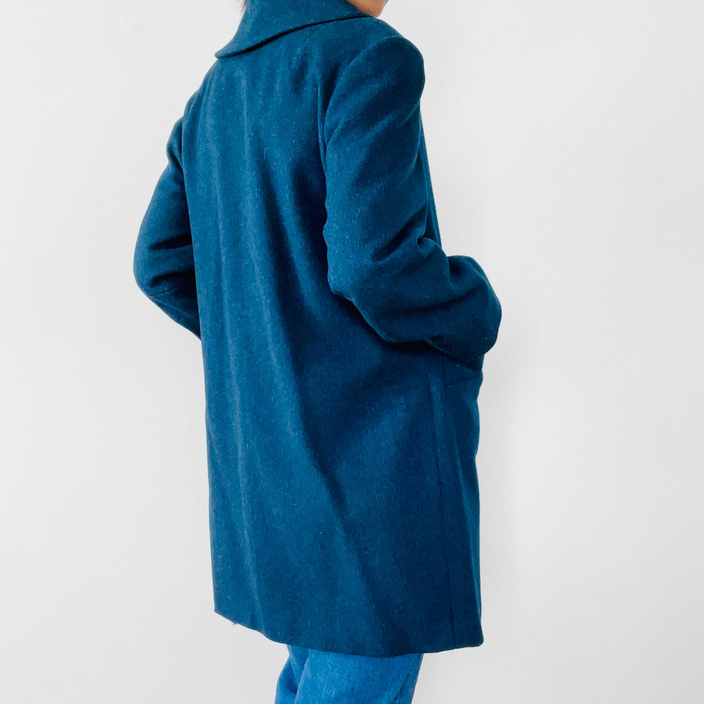 1960s Teal Wool Big Button Coat