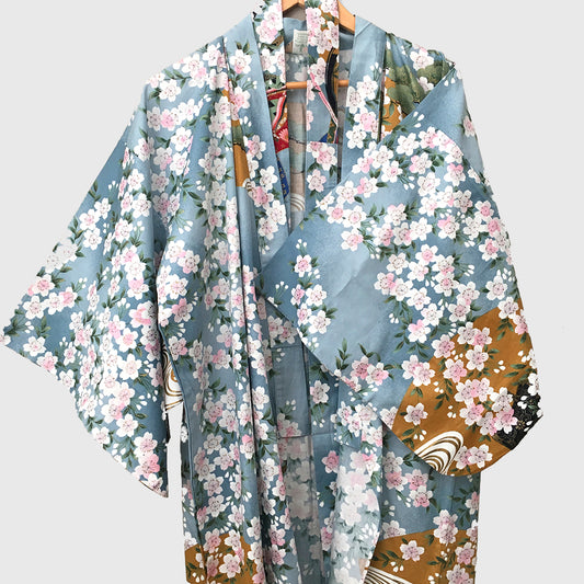 Made in Japan Cherry-Blossom Belted Kimono Robe