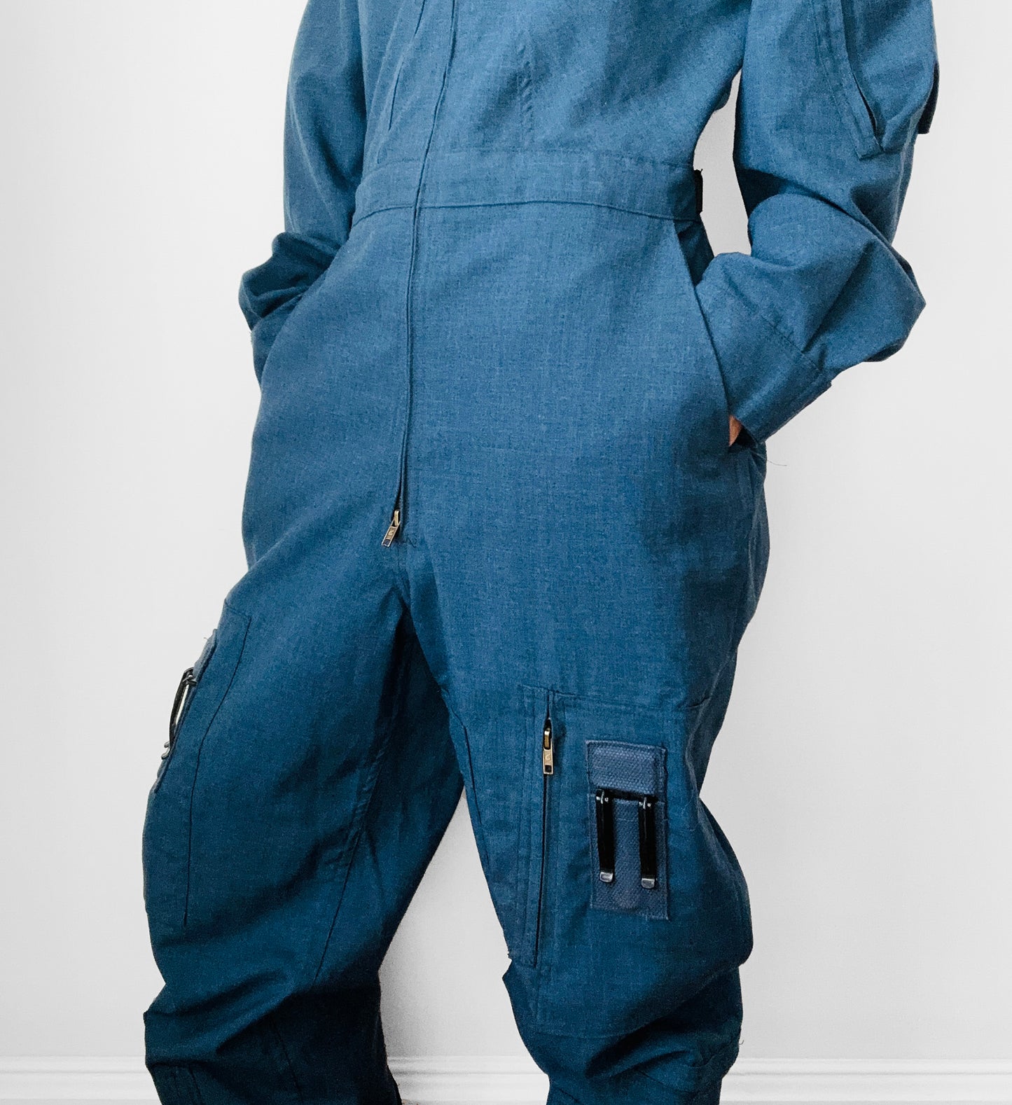 Slate Blue Air Force Mid-Weight Wool Flight Jumpsuit - Sz. M