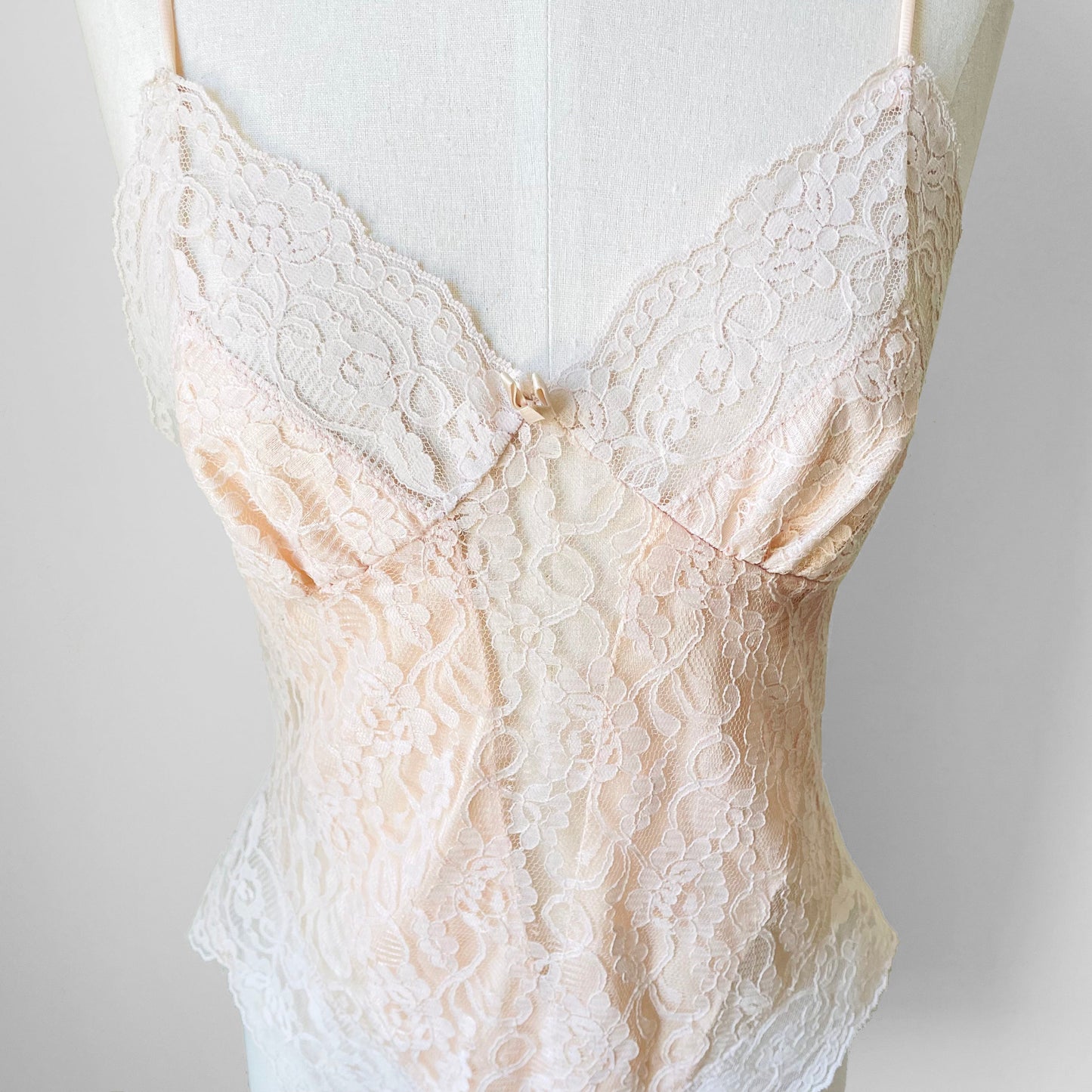 1970s Pink Lace One-Piece Bodysuit - Sz. S