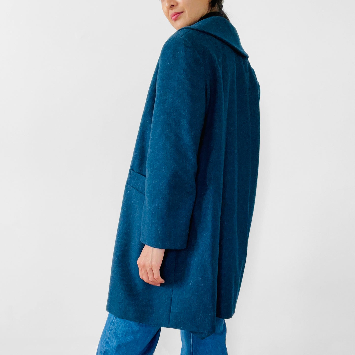 1960s Teal Wool Big Button Coat