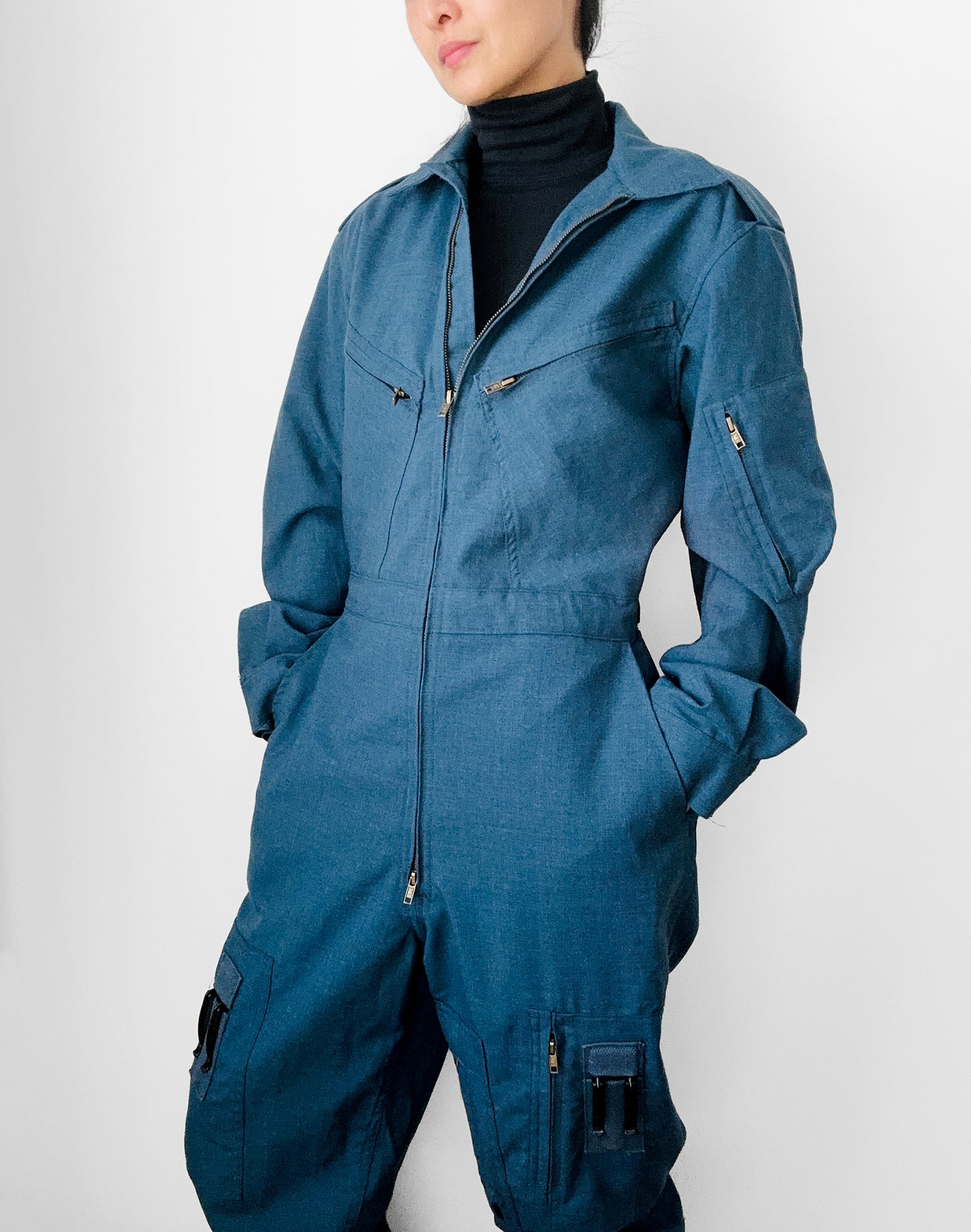 Slate Blue Air Force Mid-Weight Wool Flight Jumpsuit - Sz. M