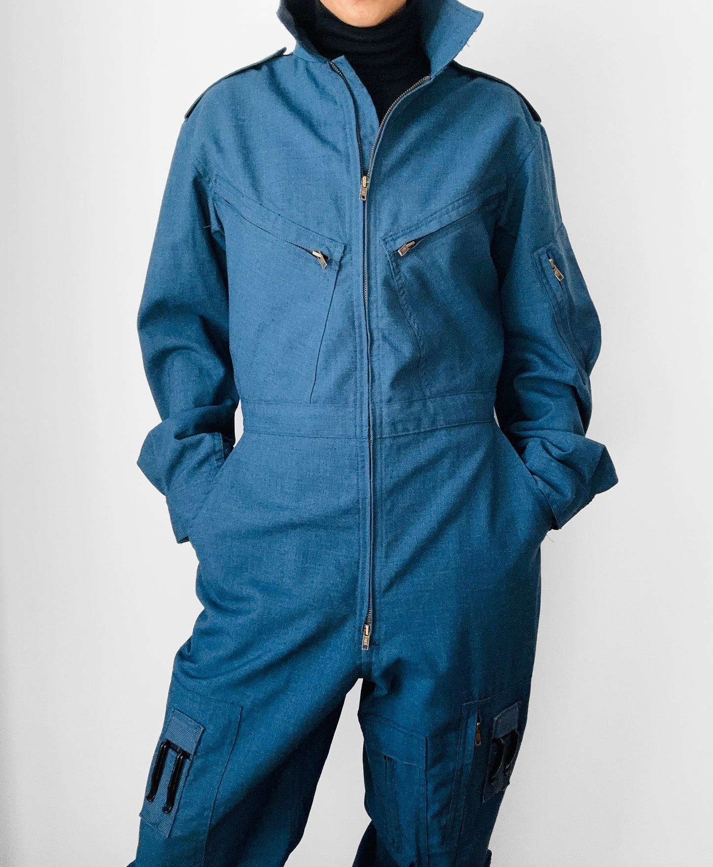 Slate Blue Air Force Mid-Weight Wool Flight Jumpsuit - Sz. M