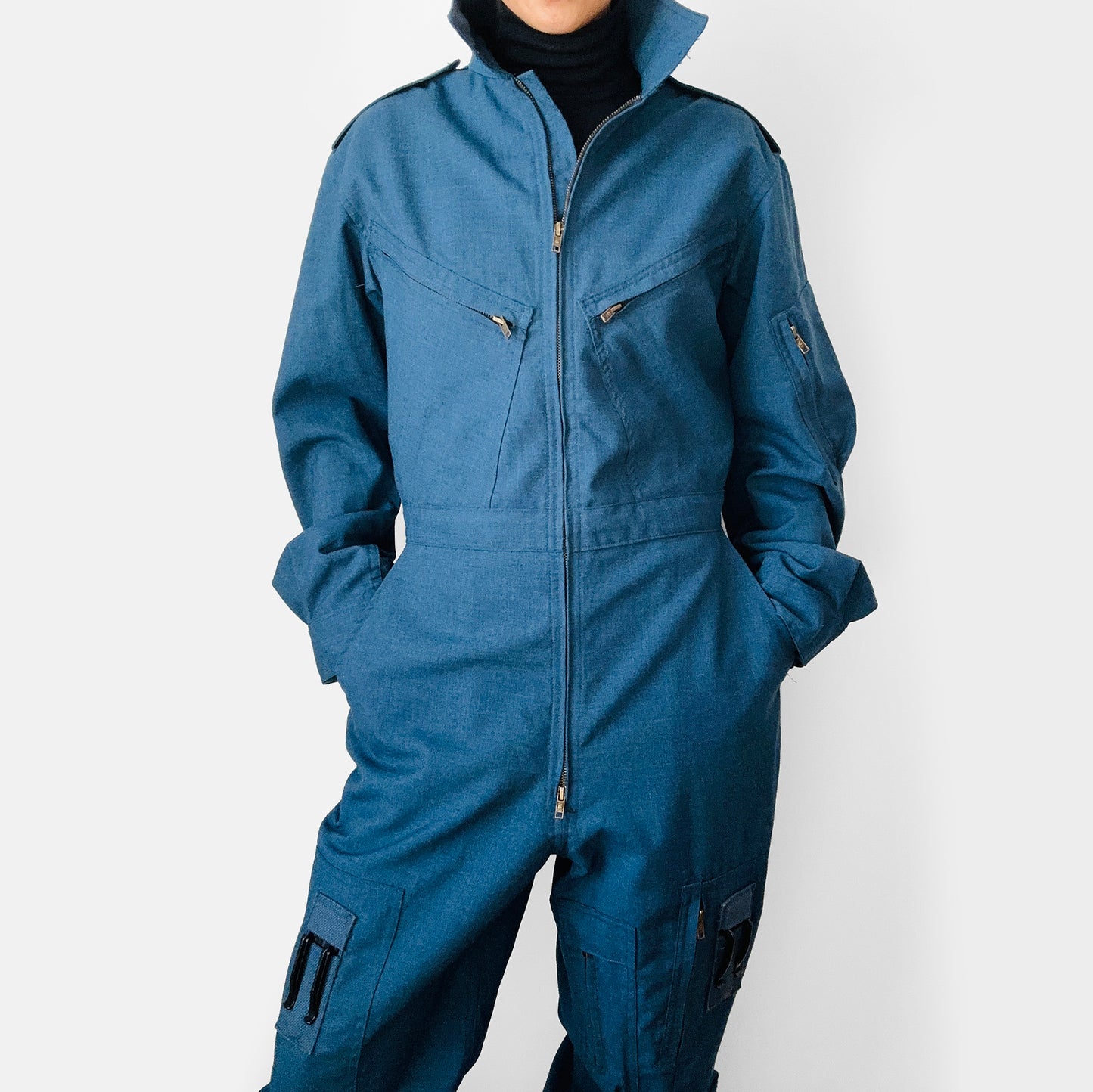 Slate Blue Air Force Mid-Weight Wool Flight Jumpsuit - Sz. M