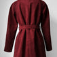 1970s Deep Wine Microfibre Faux Leather Belted Trench Coat - S/M
