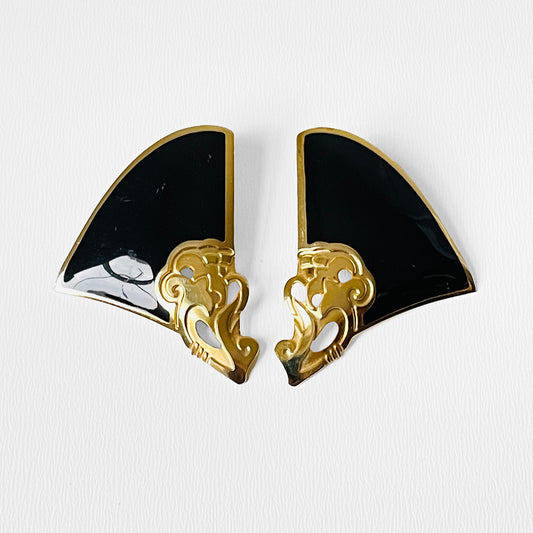 1980s Black and Gold Statement Post Earrings