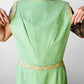 1960s Apple Green and Plaid Trimmed Wool Lined Sleeveless Drop Waist Shift Dress - Sz. S