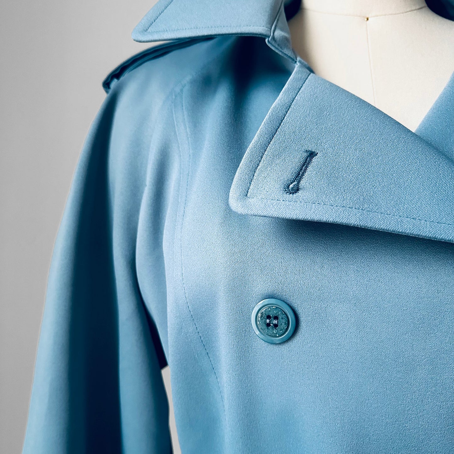 1960s Powder Blue LONDON FOG Made in Canada Double-Breasted Belted Trench Coat - S/M/L