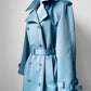 1960s Powder Blue LONDON FOG Made in Canada Double-Breasted Belted Trench Coat - S/M/L