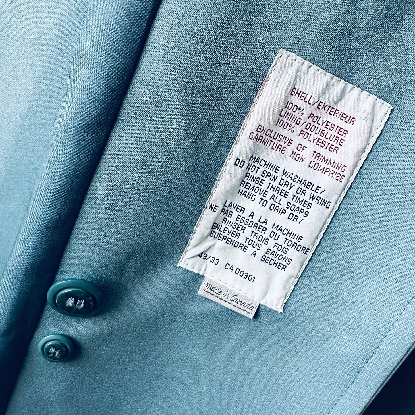 1960s Powder Blue LONDON FOG Made in Canada Double-Breasted Belted Trench Coat - S/M/L