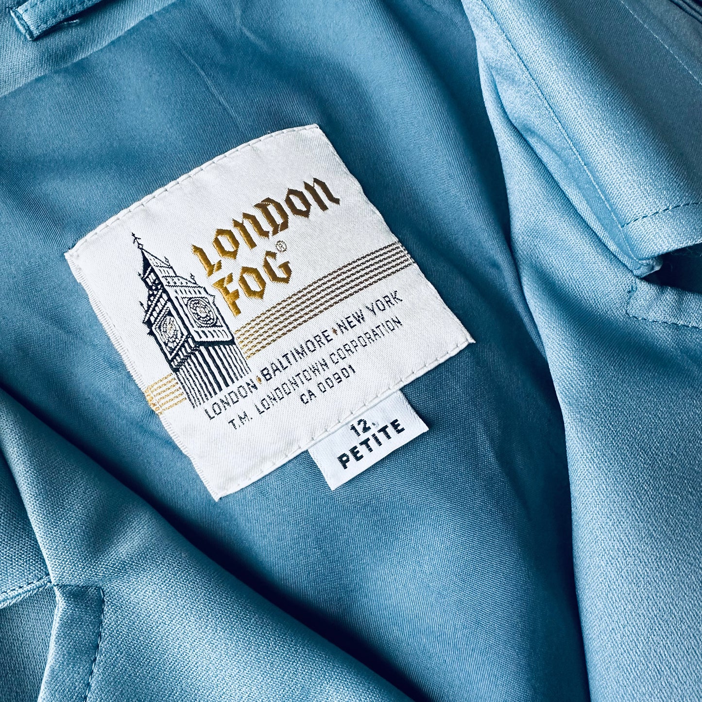 RESERVED!!! 1960s Powder Blue LONDON FOG Made in Canada Double-Breasted Belted Trench Coat - S/M/L