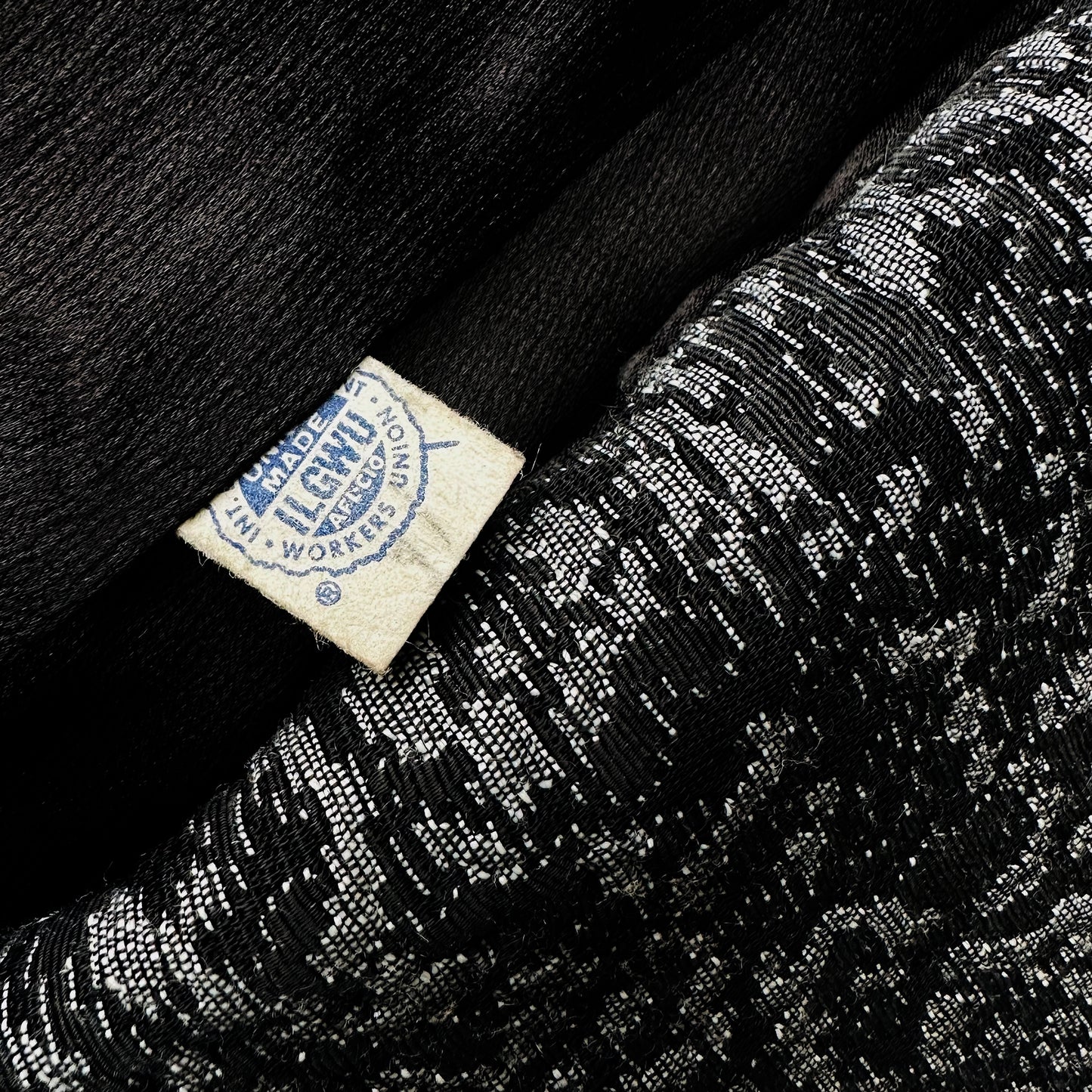 1960s Made in the USA Black and Grey Heavy Upholstered A-line Dress Coat - S/M