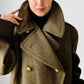 1950s EATON Co. Made in Canada Olive Green Military Quilted Heavy Double-Breasted Wool Gold Button Coat - Sz. M/L