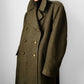 1950s EATON Co. Made in Canada Olive Green Military Quilted Heavy Double-Breasted Wool Gold Button Coat - Sz. M/L