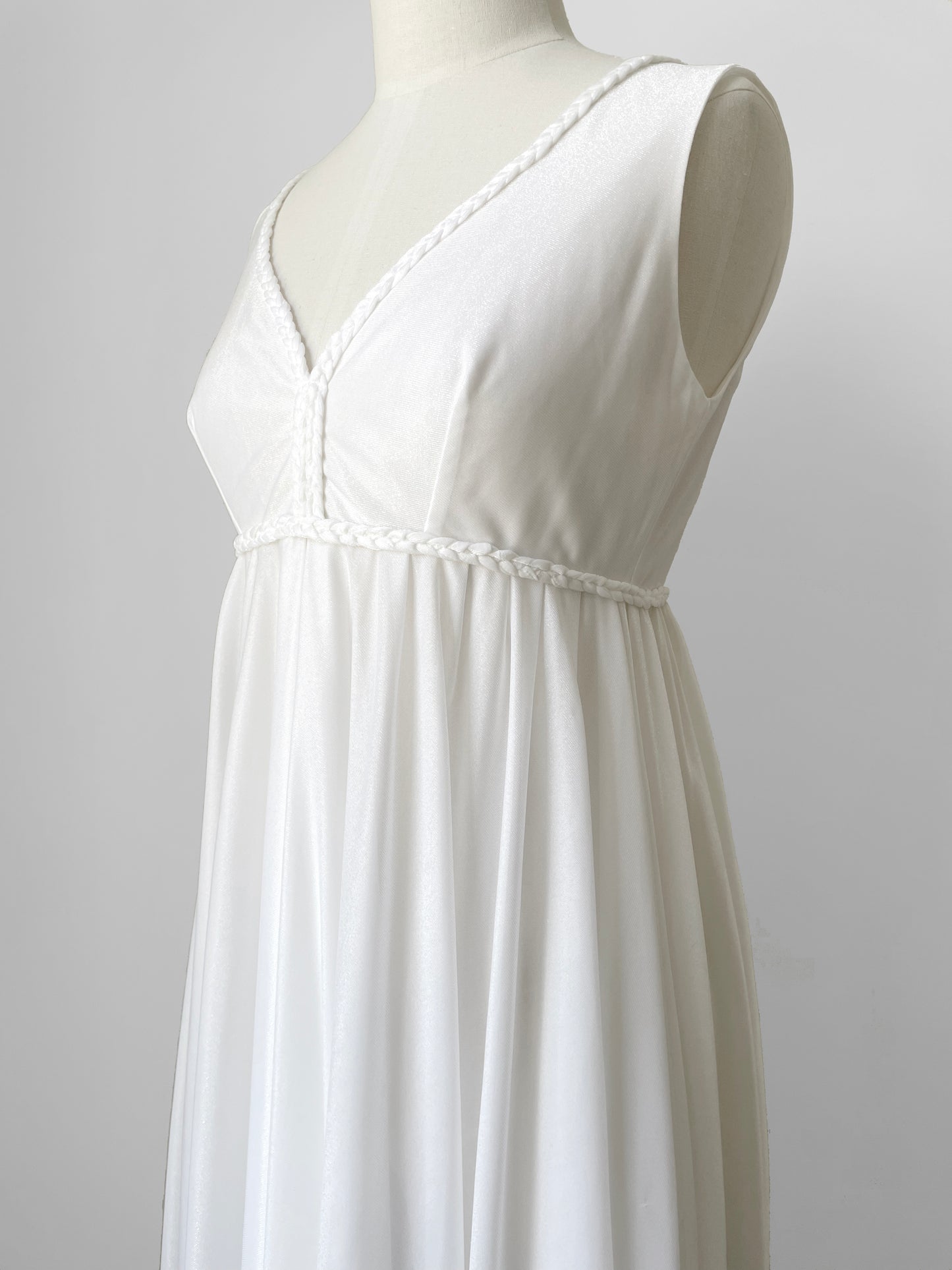 1970s White Wedding Day Nightgown Dress - S/M