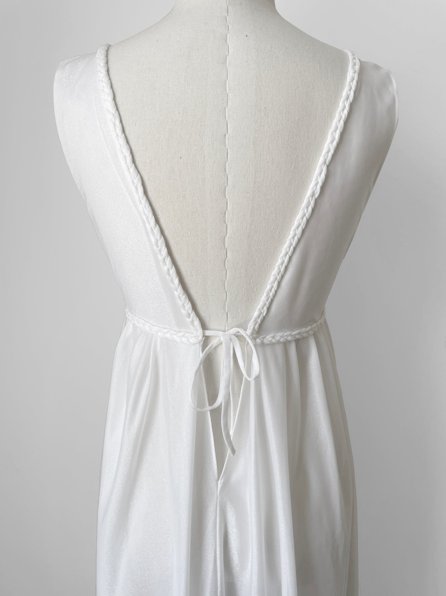 1970s White Wedding Day Nightgown Dress - S/M