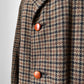 1950s Wool Houndstooth Plaid Double-Breasted Leather Button Jacket