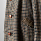 1950s Wool Houndstooth Plaid Double-Breasted Leather Button Jacket