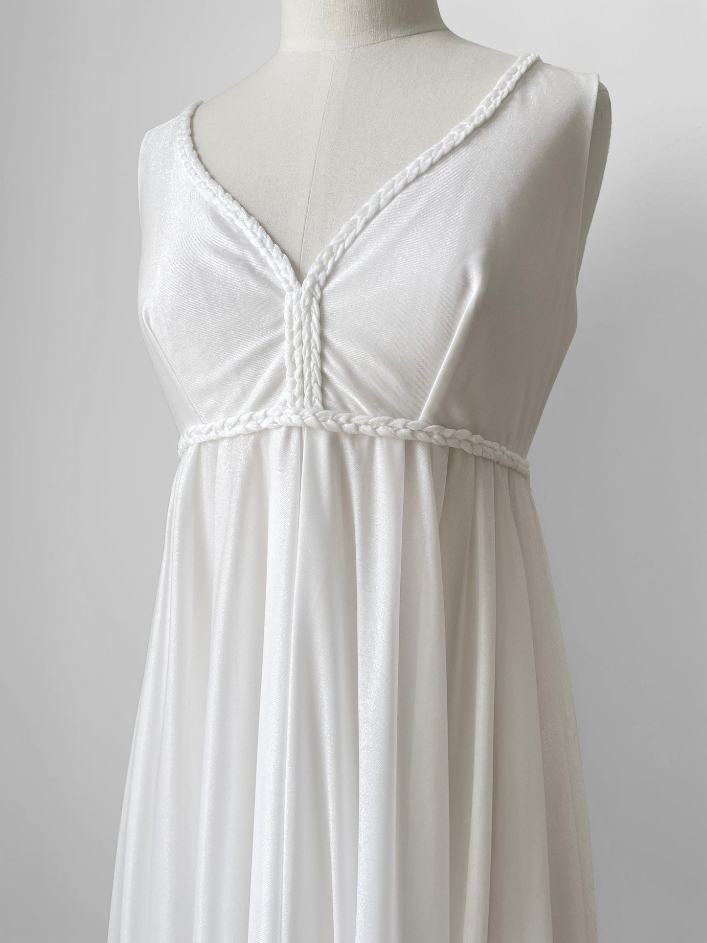 1970s White Wedding Day Nightgown Dress - S/M