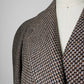 1950s - 1960s Beige Blue Wool Tweed Plaid Lined Overcoat - XL