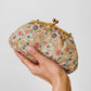 Metallic Threaded Floral Kiss-Lock Evening Bag