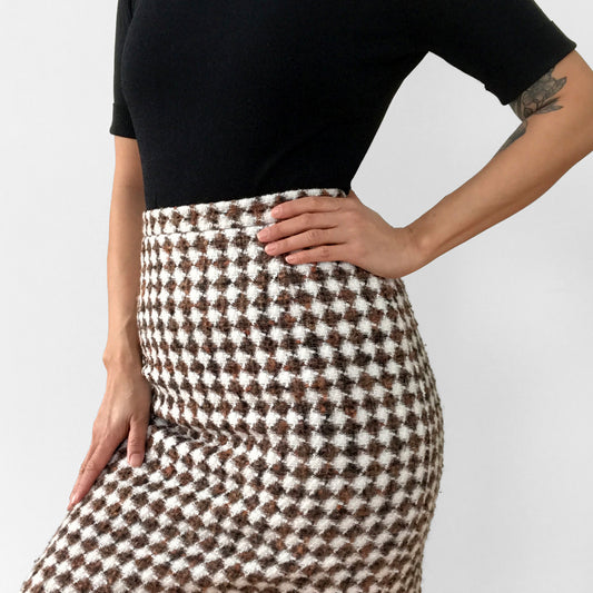 1990s Diamond Wool Tweed Skirt