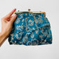 Turquoise Gold Floral Silk Evening Purse