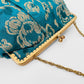 Turquoise Gold Floral Silk Evening Purse