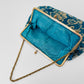 Turquoise Gold Floral Silk Evening Purse