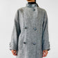 1980s Grey Tweed Wool and Leather Coat