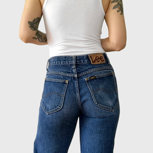 Made in Canada Distressed Dark-Wash LEE Denim Blue Jeans