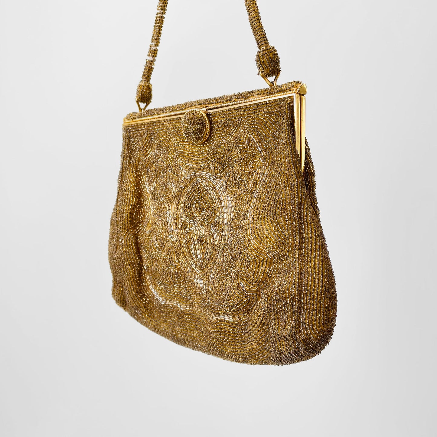 1960s Golden Beaded Evening Bag