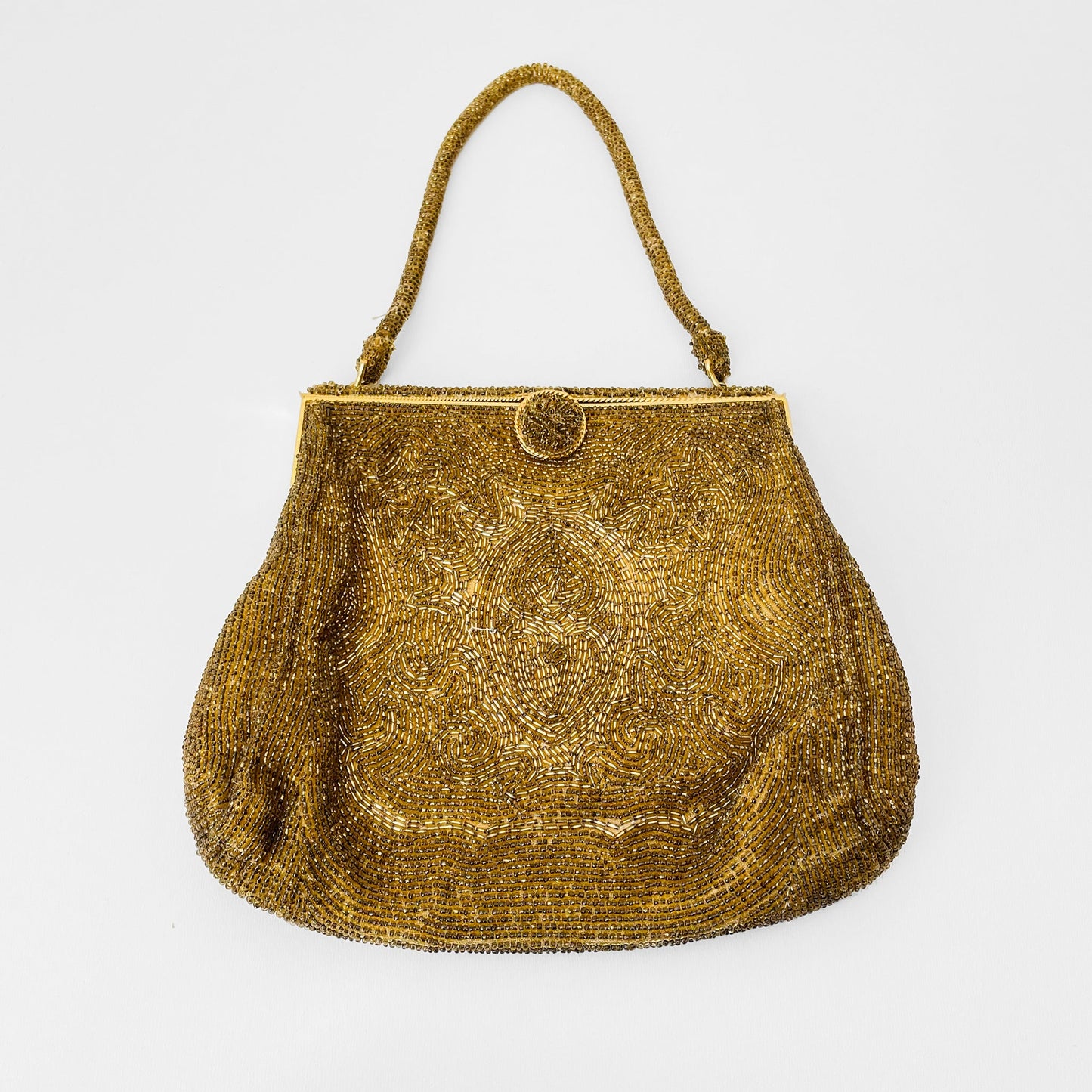 1960s Golden Beaded Evening Bag