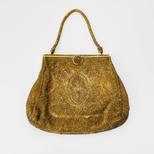 1960s Golden Beaded Evening Bag