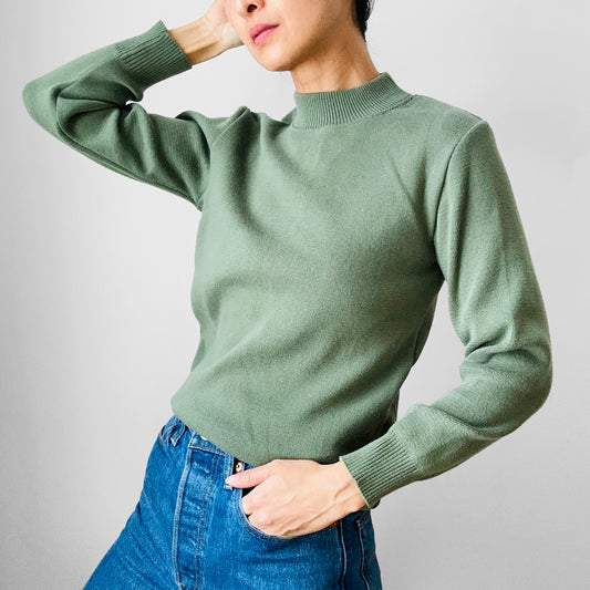 Sage Green Logistik Union Corp Crew Neck Cotton Blend Fitted Sweater - XS/S