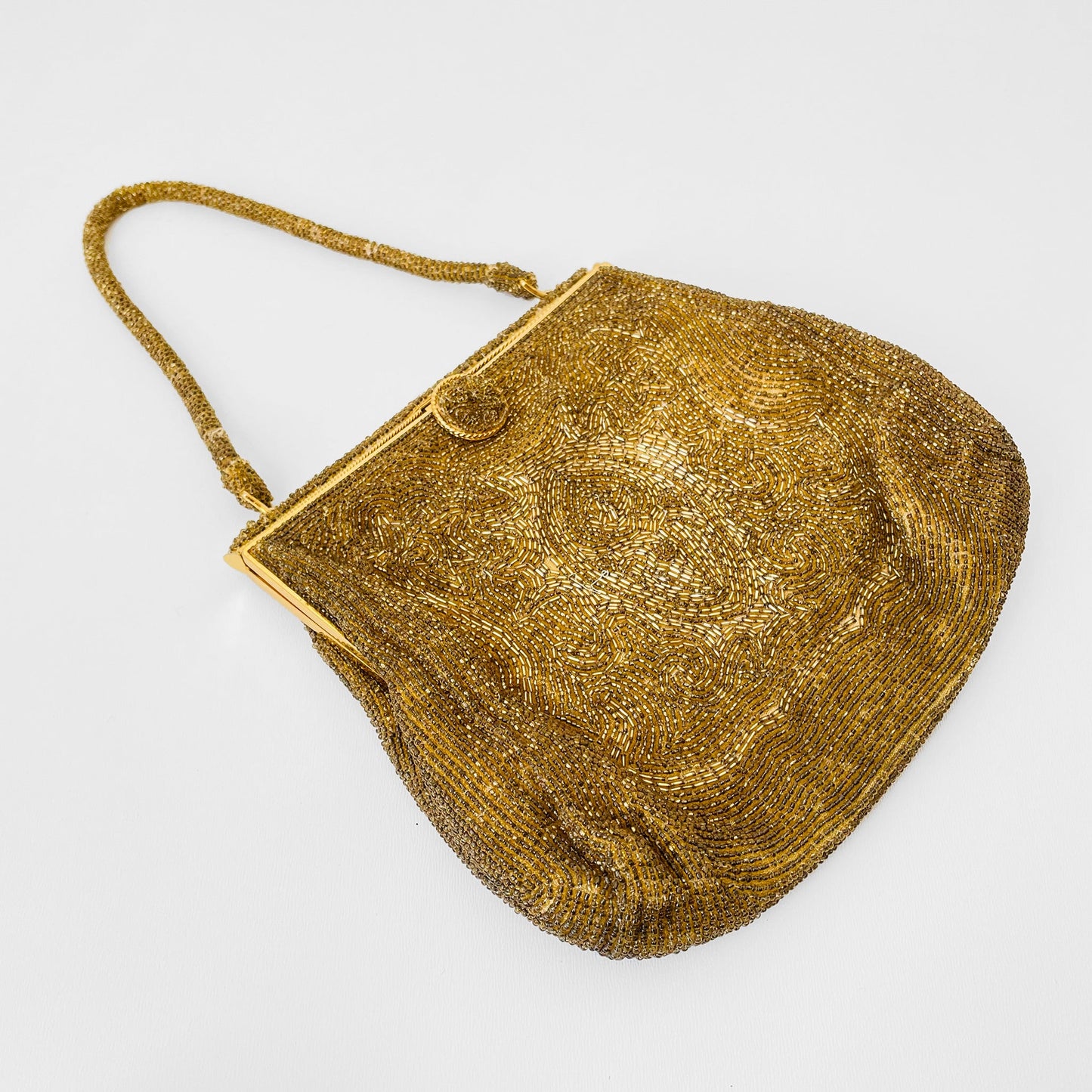 1960s Golden Beaded Evening Bag