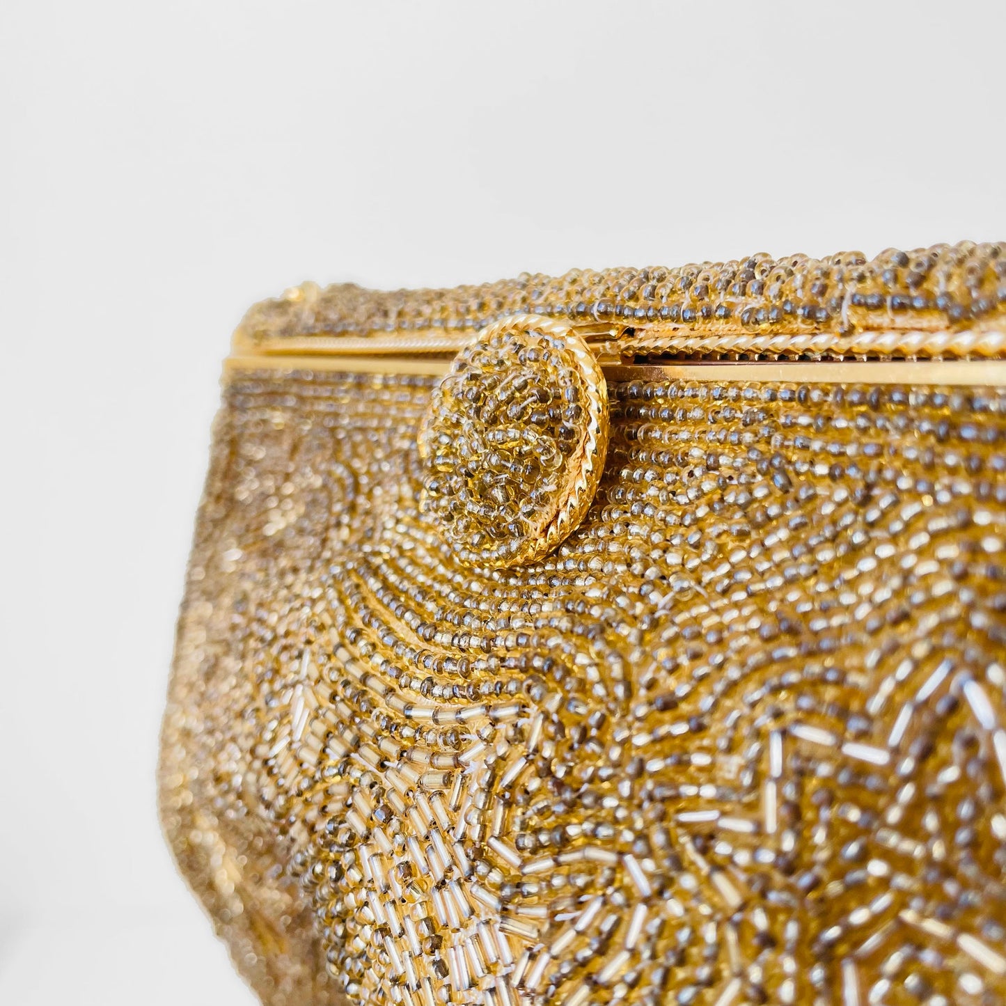 1960s Golden Beaded Evening Bag