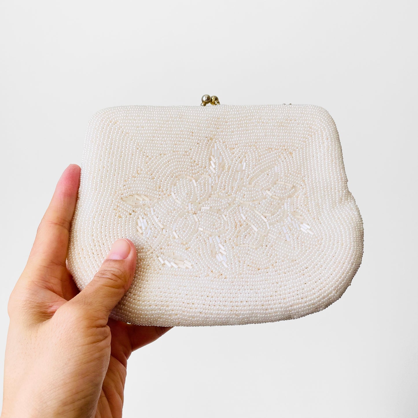 Pearl White Beaded Evening Bag