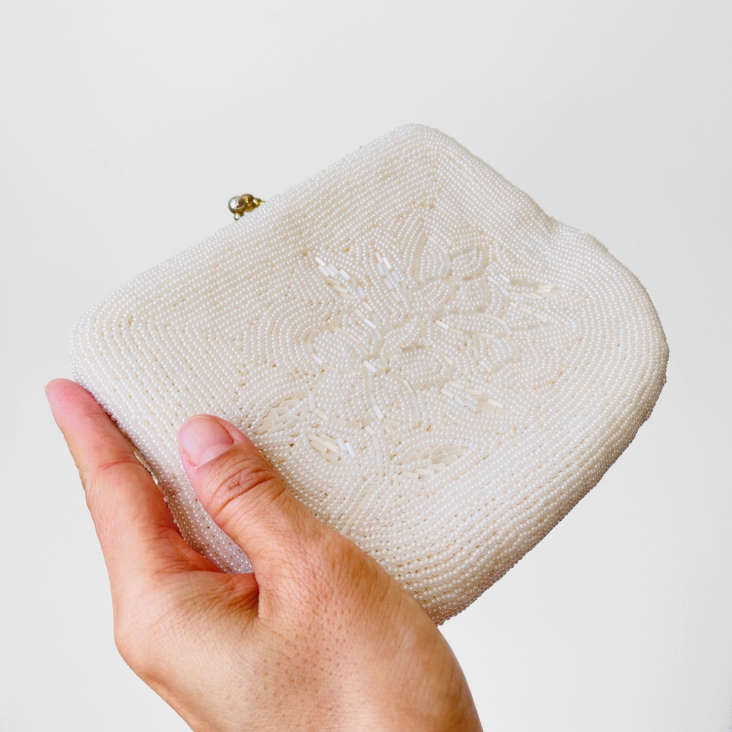 Pearl White Beaded Evening Bag