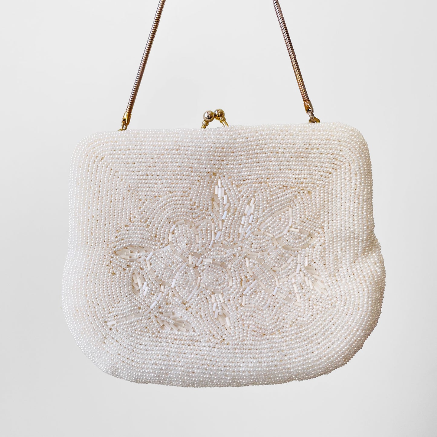 Pearl White Beaded Evening Bag