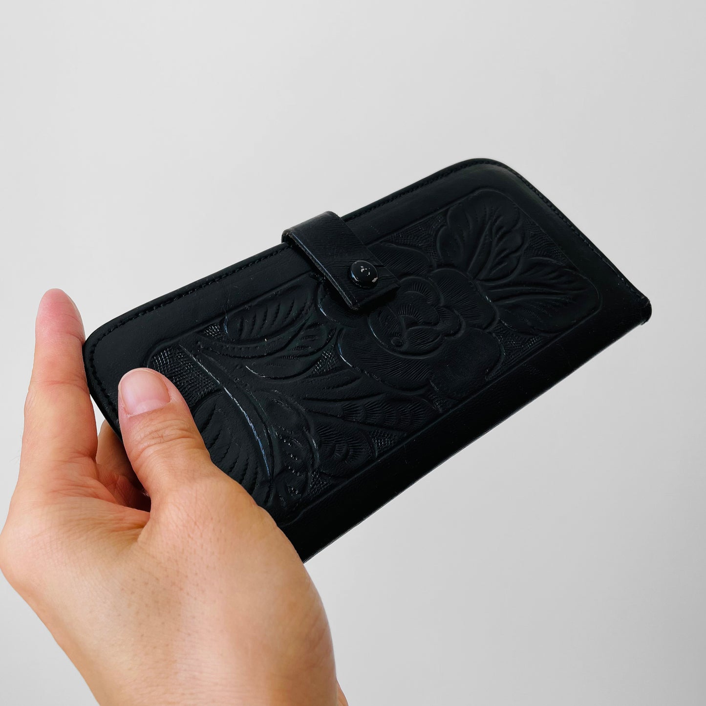 1970s Black Tooled Leather Wallet