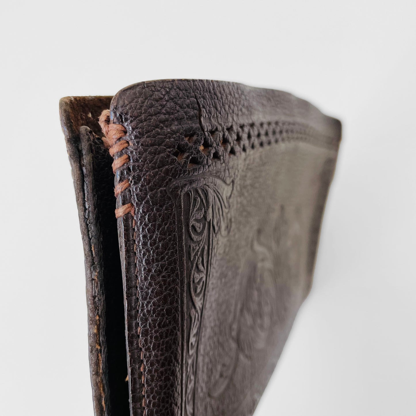 1930s -1940s Tooled Leather Zip Belt Wallet