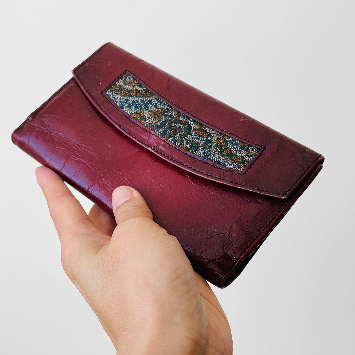 1970s Well-Worn Tapestry Leather Wallet