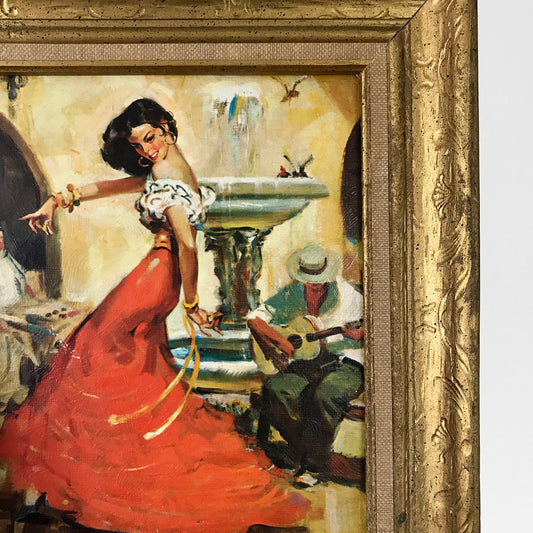 1960s Framed Rico Tomaso "Carmen" Lithograph Print