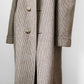 1950s - 1960s Beige Blue Wool Tweed Plaid Lined Overcoat - XL